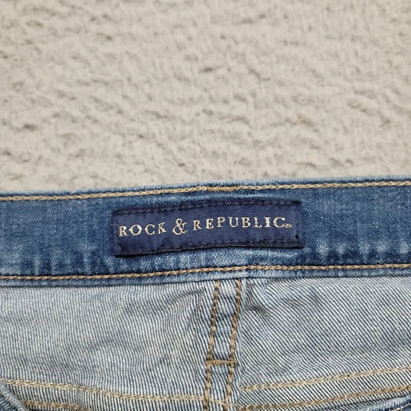 Rock & Republic Jeans Womens 12 Blue Denim Distressed Indee Thrashed Grunge - Picture 10 of 16